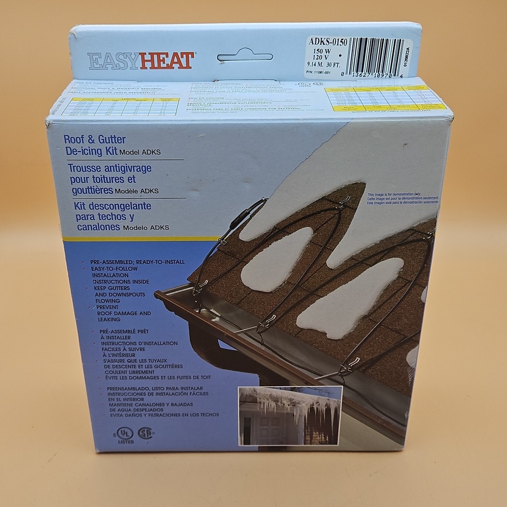 New Easy Heat Roof & Gutter De-Icing Kit, 30' Foot Cable,‎ 150W, ADKS-0150, 120V